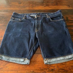H&M Men's Dark Denim Slim Fit Shorts with cuff size 38